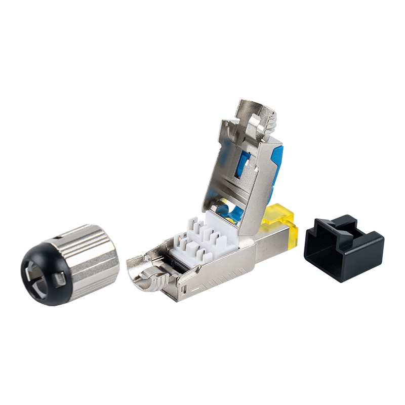 Konektor RJ45 Tanpa Alat Terlindung Cat6A (dengan penutup plastik)RJ-G70S-C6A Konektor RJ45 Tanpa Alat Terlindung Cat6A (dengan penutup plastik)RJ-G70S-C6A