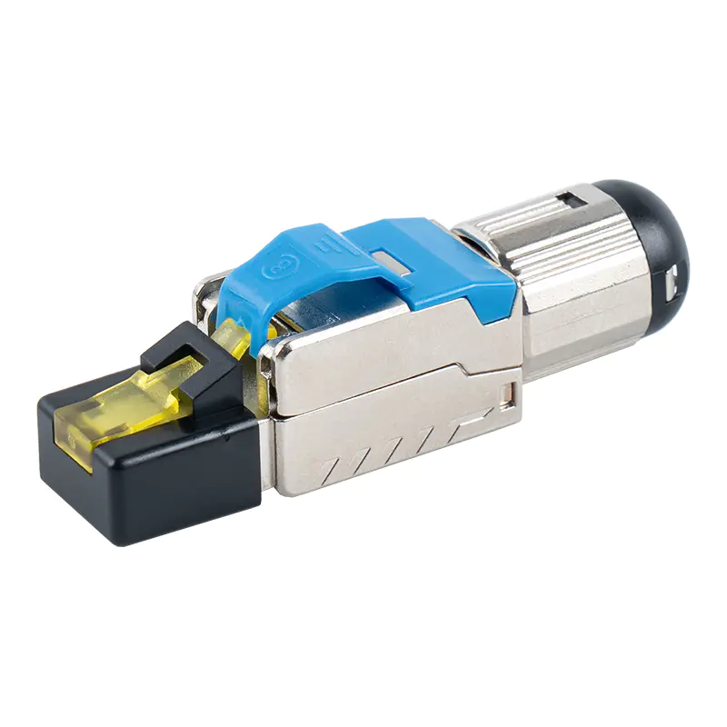 Konektor RJ45 Tanpa Alat Terlindung Cat6A (dengan penutup plastik)RJ-G70S-C6A Konektor RJ45 Tanpa Alat Terlindung Cat6A (dengan penutup plastik)RJ-G70S-C6A