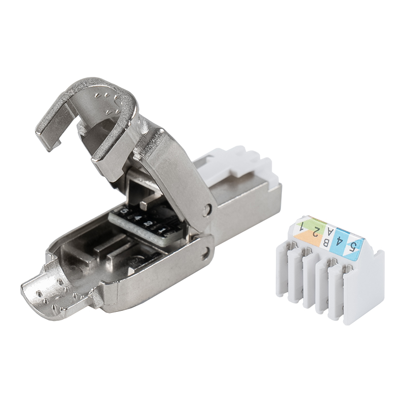 Konektor RJ45 Tanpa Alat Tipe Push-down Terlindung Cat6A RJ-602S-1-C6A Konektor RJ45 Tanpa Alat Tipe Push-down Terlindung Cat6A RJ-602S-1-C6A