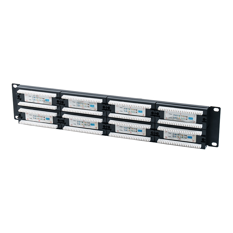 Cat5e 19-inci 2U Panel Patch 48-Port Tanpa Pelindung (IDC tujuan ganda; dengan sisipan karton plastik) SP-3204D48-C5E Cat5e 19-inci 2U Panel Patch 48-Port Tanpa Pelindung (IDC tujuan ganda; dengan sisipan karton plastik) SP-3204D48-C5E
