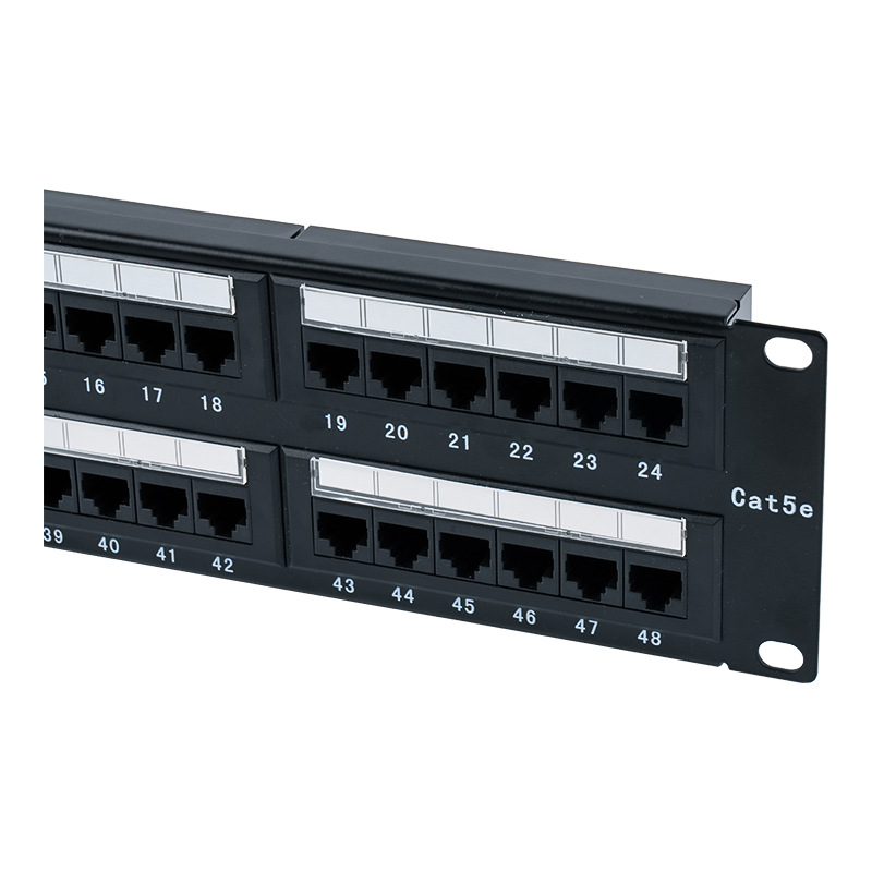Cat5e 19-inci 2U Panel Patch 48-Port Tanpa Pelindung (IDC tujuan ganda; dengan sisipan karton plastik) SP-3204D48-C5E Cat5e 19-inci 2U Panel Patch 48-Port Tanpa Pelindung (IDC tujuan ganda; dengan sisipan karton plastik) SP-3204D48-C5E