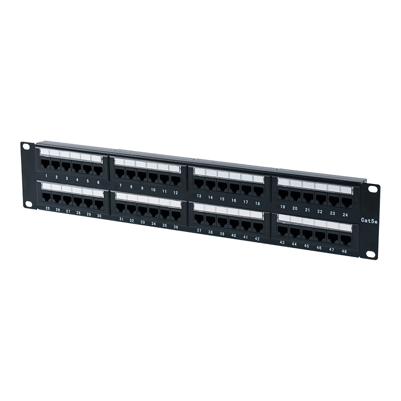 Cat5e 19-inci 2U Panel Patch 48-Port Tanpa Pelindung (IDC tujuan ganda; dengan sisipan karton plastik) SP-3204D48-C5E