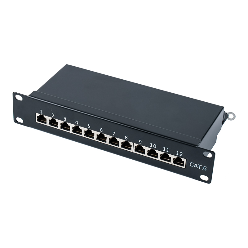 Kategori 6 panel patch 12-port berpelindung 10 inci 1U SP-3250SK12-C6