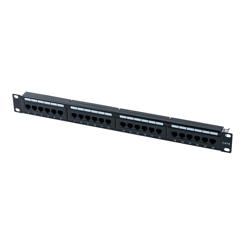 Cat6e 19-inci 1U Panel Patch 24-Port Tanpa Pelindung (IDC tujuan ganda) SP-3310D24-C6A