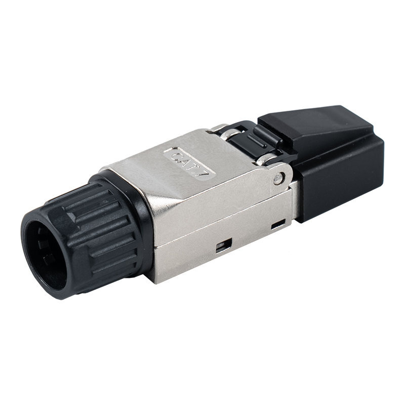 Konektor RJ45 Tanpa Alat Terlindung Cat7 (dengan tutup plastik di kepala dan mur plastik di bagian ekor) RJ-G50S-2-C7