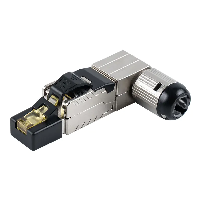 Konektor RJ45 Tanpa Alat Terlindung Cat7 (Sudut 90 Derajat di Ujung) RJ-G90S-1-C7