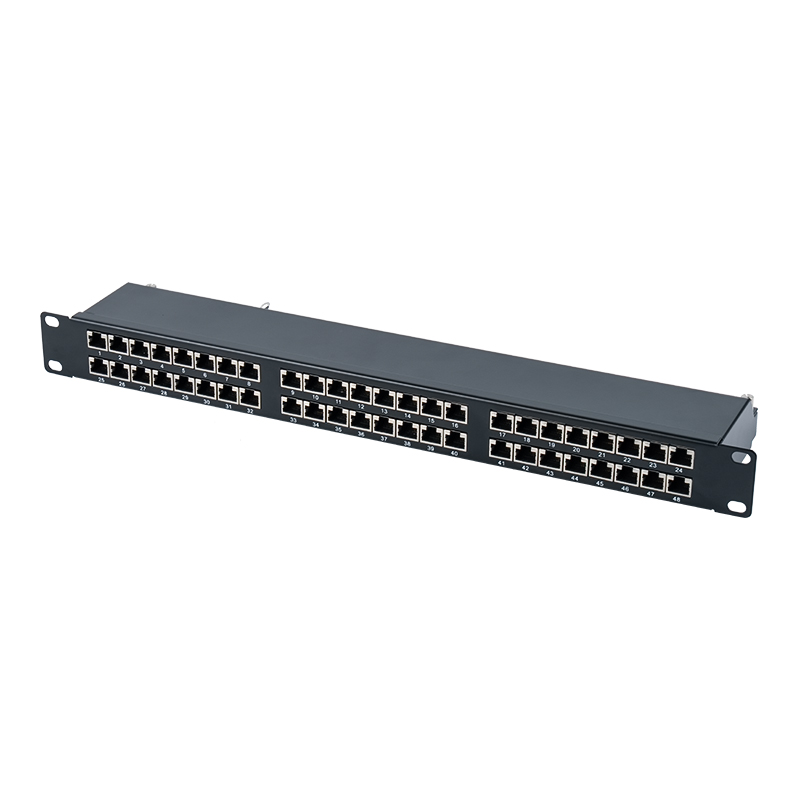 Cat6e panel patch 48-port berpelindung 1U 19 inci SP-3262SK48-C6A