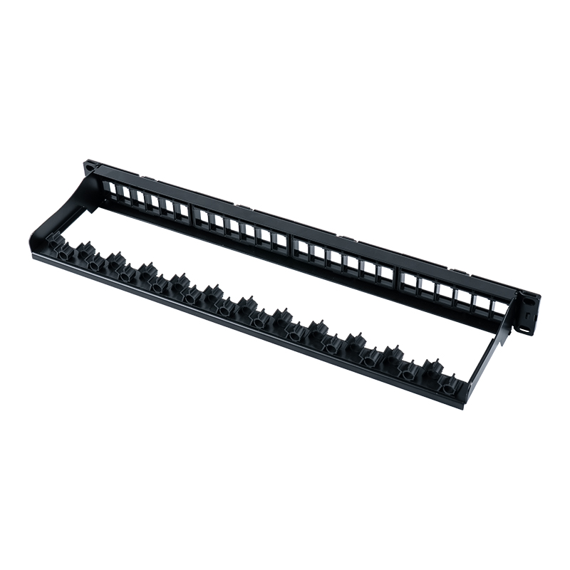 Dudukan rak tanpa pelindung 1U 24-port 19 inci (jendela yang dapat dilepas) SP-3404-24P Dudukan rak tanpa pelindung 1U 24-port 19 inci (jendela yang dapat dilepas) SP-3404-24P