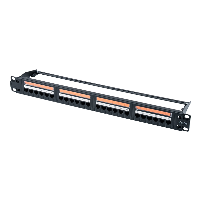 Cat5e 19 inci 1U panel patch 24 port tanpa pelindung (jendela plastik flip-top) SP-3410D24-C5E